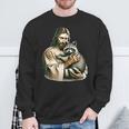 Vintage Jesus Hugging Raccoon Sweatshirt | Raccoon Lover Gift Gifts for Old Men