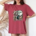 Raccoon Moon Howling | Women's Oversized Comfort Tee Crimson Raccoon Moon Howling | Women's Oversized Comfort Tee Crimson