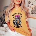 Cute Raccoon Women's Oversized T-Shirt - Fun & Colorful Mustard Cute Raccoon Women's Oversized T-Shirt - Fun & Colorful Mustard