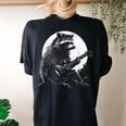 Raccoon Guitarist Women's Oversized T-Shirt | Moonlit Back Print Black