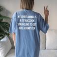 My Spirit Animal: Fat Raccoon Tee - Sarcastic Women's Oversized Back Print Blue Jean
