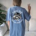 Save The Trash Pandas | Women's Oversized Comfort T-Shirt - Back Print Blue Jean