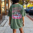 Women's Oversized Raccoon Back Print T-Shirt - Fun Strawberry Jam Theme Moss