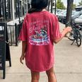 Women's Oversized Raccoon Back Print T-Shirt - Fun Strawberry Jam Theme Crimson