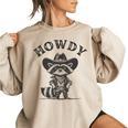Cowboy Raccoon Women's Oversized Sweatshirt - Rustic Western Style Sand Cowboy Raccoon Women's Oversized Sweatshirt - Rustic Western Style Sand