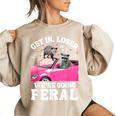 Get In Loser Feral Raccoon Opossum Meme Women's Oversized Sweatshirt Sand