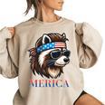 Vintage Raccoon Women's Oversized Sweatshirt - Quirky Appeal Sand Vintage Raccoon Women's Oversized Sweatshirt - Quirky Appeal Sand