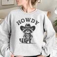 Cowboy Raccoon Women's Oversized Sweatshirt - Rustic Western Style Sport Grey Cowboy Raccoon Women's Oversized Sweatshirt - Rustic Western Style Sport Grey