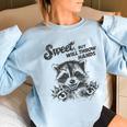 Raccoon Sarcastic Women's Oversized Sweatshirt - Sweet Yet Feisty Light Blue Raccoon Sarcastic Women's Oversized Sweatshirt - Sweet Yet Feisty Light Blue