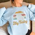 Stay Trashy Opossum Raccoon Meme Women's Oversized Sweatshirt Light Blue