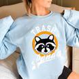Women's Oversized Sweatshirt - Cute Trash Panda Raccoon Design Light Blue Women's Oversized Sweatshirt - Cute Trash Panda Raccoon Design Light Blue