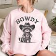 Cowboy Raccoon Women's Oversized Sweatshirt - Rustic Western Style Light Pink Cowboy Raccoon Women's Oversized Sweatshirt - Rustic Western Style Light Pink
