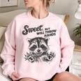 Raccoon Sarcastic Women's Oversized Sweatshirt - Sweet Yet Feisty Light Pink Raccoon Sarcastic Women's Oversized Sweatshirt - Sweet Yet Feisty Light Pink
