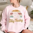 Stay Trashy Opossum Raccoon Meme Women's Oversized Sweatshirt Light Pink