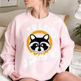 Women's Oversized Sweatshirt - Cute Trash Panda Raccoon Design Light Pink Women's Oversized Sweatshirt - Cute Trash Panda Raccoon Design Light Pink