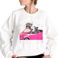 Get In Loser Feral Raccoon Opossum Meme Women's Oversized Sweatshirt White
