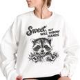 Raccoon Sarcastic Women's Oversized Sweatshirt - Sweet Yet Feisty White Raccoon Sarcastic Women's Oversized Sweatshirt - Sweet Yet Feisty White