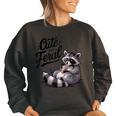 Cute Feral Panda Raccoon Women's Oversized Sweatshirt | Fun Costume Black Cute Feral Panda Raccoon Women's Oversized Sweatshirt | Fun Costume Black