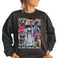 Raccoon Meme Women's Oversized Sweatshirt – Fun Animal Team Theme Black Raccoon Meme Women's Oversized Sweatshirt – Fun Animal Team Theme Black
