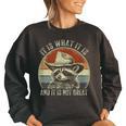 Raccoon 'Trash Panda' Women's Oversized Sweatshirt - Fun & Cozy Black Raccoon 'Trash Panda' Women's Oversized Sweatshirt - Fun & Cozy Black