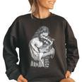 Retro Raccoon Rock Women's Oversized Sweatshirt - Fun for Kids & Adults Black