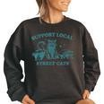 Support Local Wildlife Sweatshirt - Women's Vintage Style, Oversized Black Support Local Wildlife Sweatshirt - Women's Vintage Style, Oversized Black