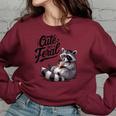 Cute Feral Panda Raccoon Women's Oversized Sweatshirt | Fun Costume Maroon Cute Feral Panda Raccoon Women's Oversized Sweatshirt | Fun Costume Maroon