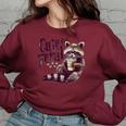 Raccoon Coffeelover Oversized Vintage Women's Sweatshirt Maroon Raccoon Coffeelover Oversized Vintage Women's Sweatshirt Maroon