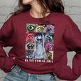 Raccoon Meme Women's Oversized Sweatshirt – Fun Animal Team Theme Maroon Raccoon Meme Women's Oversized Sweatshirt – Fun Animal Team Theme Maroon