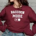 Raccoon Mode Oversized Sweatshirt - Cozy Women's Animal Lover Wear Maroon Raccoon Mode Oversized Sweatshirt - Cozy Women's Animal Lover Wear Maroon