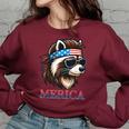 Raccoon Vintage Women's Oversized Sweatshirt - Fun Quirky Design Maroon