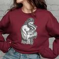 Retro Raccoon Rock Women's Oversized Sweatshirt - Fun for Kids & Adults Maroon