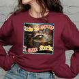 Soup Life Raccoon Meme Oversized Women's Sweatshirt – Quirky & Fun Maroon Soup Life Raccoon Meme Oversized Women's Sweatshirt – Quirky & Fun Maroon