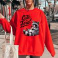 Cute Feral Panda Raccoon Women's Oversized Sweatshirt | Fun Costume Red Cute Feral Panda Raccoon Women's Oversized Sweatshirt | Fun Costume Red