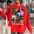 In My Feral Era Raccoon Meme Women's Oversized Sweatshirt - Cozy & Fun Red In My Feral Era Raccoon Meme Women's Oversized Sweatshirt - Cozy & Fun Red