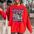 Rizz Women's Oversized Sweatshirt - Autistic Raccoon Meme Red