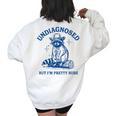 Cowboy Raccoon Meme Women's Oversized Sweatshirt - Back Print White Cowboy Raccoon Meme Women's Oversized Sweatshirt - Back Print White