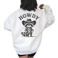 Cowboy Raccoon Women's Oversized Sweatshirt - Western Back Print White