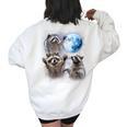 Raccoon Moon Howling Oversized Women's Sweatshirt - Back Print White