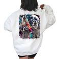 Three Raccoon Moon Women’s Sweatshirt - Oversized & Cozy - Meme Back Print White Three Raccoon Moon Women’s Sweatshirt - Oversized & Cozy - Meme Back Print White