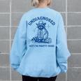 Cowboy Raccoon Meme Women's Oversized Sweatshirt - Back Print Light Blue Cowboy Raccoon Meme Women's Oversized Sweatshirt - Back Print Light Blue