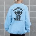 Cowboy Raccoon Women's Oversized Sweatshirt - Western Back Print Light Blue