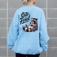 Feral Panda Raccoon Costume Oversized Women's Sweatshirt | Fun Light Blue Feral Panda Raccoon Costume Oversized Women's Sweatshirt | Fun Light Blue