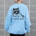 Raccoon Moon Trash Panda Women's Oversized Sweatshirt - Cozy Back Print Light Blue Raccoon Moon Trash Panda Women's Oversized Sweatshirt - Cozy Back Print Light Blue