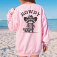 Cowboy Raccoon Women's Oversized Sweatshirt - Western Back Print Light Pink
