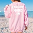 Raccoon Mode On Oversized Sweatshirt - Animal Lover Women's Top Light Pink