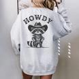 Cowboy Raccoon Women's Oversized Sweatshirt - Western Back Print Sport Grey
