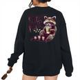 Raccoon Coffee Lover Vintage Sweatshirt - Women's Oversized Back Print Black Raccoon Coffee Lover Vintage Sweatshirt - Women's Oversized Back Print Black