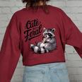 Cute Feral Panda Raccoon Costume Oversized Sweatshirt | Back Print Maroon