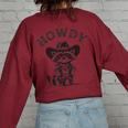 Howdy Cowboy Raccoon Oversized Women's Sweatshirt | Fun Animal Theme Maroon